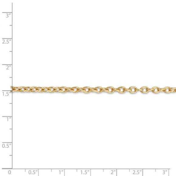 3.2mm, 14k Yellow Gold Solid Link Cable Chain Necklace, 24 Inch - Picture 5 of 8